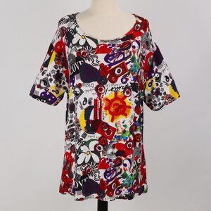 🌺 Vintage Moschino Jeans NWOT Graphic Graffiti Shirt Blouse Top Loft Wear XL